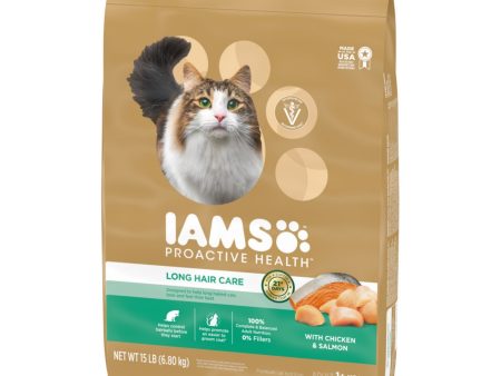 IAMS ProActive Health Adult Long Hair Dry Cat Food Chicken & Salmon 1ea 15 lb Online now