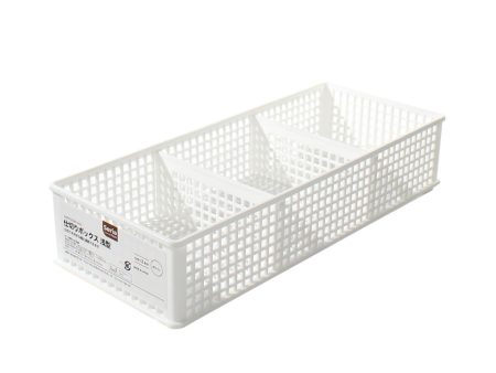 3-Section White Shallow Mesh Desk Organizer with Compartments Online now