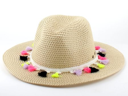 Ladies Fedora Hat w Colourful Tassels Hot on Sale