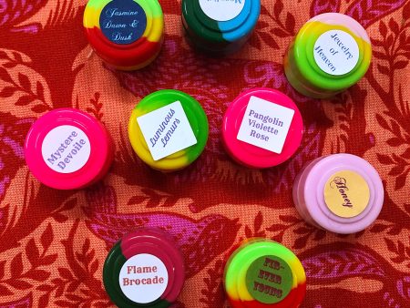 Solid Perfume Samples including our NEW Beaumes de Cassis, Pangolin Violette Rose, Luminous Lemurs, Flame Brocade, Jasmine Dawn & Dusk, Moonlight, Mystere Devoile, Fir-ever Young, and Jewelry of Heaven. Hot on Sale